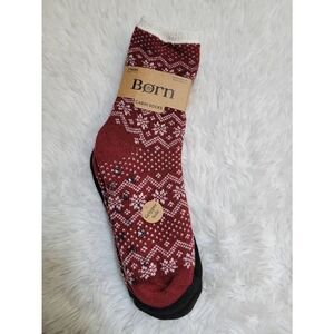 Born Ladies Cabin Socks Gripper Soles, 2 Pair, Fair Isle, Soft Cozy Warm New